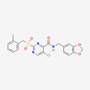 N-(1,3-benzodioxol-5-ylmethyl)-5-chloro-2-[(2-methylbenzyl)sulfonyl]pyrimidine-4-carboxamide