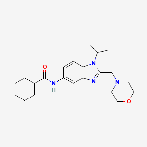 molecular formula C22H32N4O2 B14986779 N-[2-(morpholin-4-ylmethyl)-1-(propan-2-yl)-1H-benzimidazol-5-yl]cyclohexanecarboxamide 