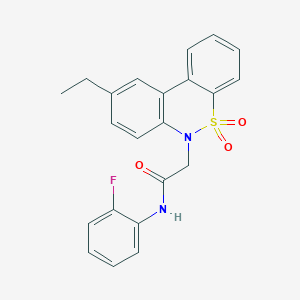 2-(9-ethyl-5,5-dioxido-6H-dibenzo[c,e][1,2]thiazin-6-yl)-N-(2-fluorophenyl)acetamide