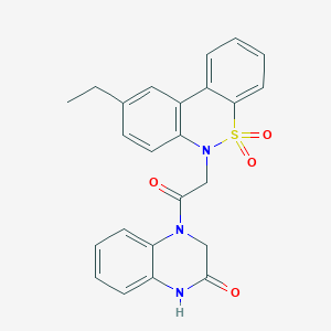 4-[(9-Ethyl-5,5-dioxido-6H-dibenzo[C,E][1,2]thiazin-6-YL)acetyl]-3,4-dihydro-2(1H)-quinoxalinone