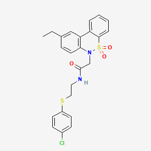 N-{2-[(4-chlorophenyl)sulfanyl]ethyl}-2-(9-ethyl-5,5-dioxido-6H-dibenzo[c,e][1,2]thiazin-6-yl)acetamide