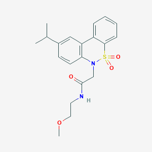 molecular formula C20H24N2O4S B14987107 2-(9-isopropyl-5,5-dioxido-6H-dibenzo[c,e][1,2]thiazin-6-yl)-N-(2-methoxyethyl)acetamide 