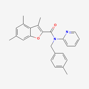 molecular formula C25H24N2O2 B14987137 3,4,6-trimethyl-N-(4-methylbenzyl)-N-(pyridin-2-yl)-1-benzofuran-2-carboxamide 