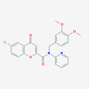 molecular formula C24H19ClN2O5 B14987150 6-chloro-N-(3,4-dimethoxybenzyl)-4-oxo-N-(pyridin-2-yl)-4H-chromene-2-carboxamide 