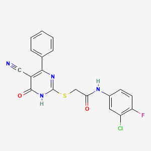 N-(3-Chloro-4-fluorophenyl)-2-[(5-cyano-6-oxo-4-phenyl-1,6-dihydropyrimidin-2-YL)sulfanyl]acetamide