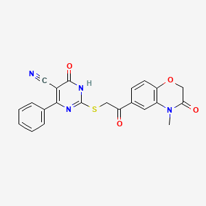 2-((2-(4-methyl-3-oxo-3,4-dihydro-2H-benzo[b][1,4]oxazin-6-yl)-2-oxoethyl)thio)-6-oxo-4-phenyl-1,6-dihydropyrimidine-5-carbonitrile