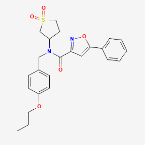 molecular formula C24H26N2O5S B14987320 N-(1,1-dioxidotetrahydrothiophen-3-yl)-5-phenyl-N-(4-propoxybenzyl)-1,2-oxazole-3-carboxamide 