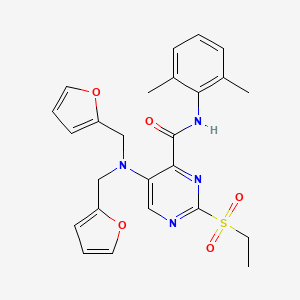 molecular formula C25H26N4O5S B14987386 5-[bis(furan-2-ylmethyl)amino]-N-(2,6-dimethylphenyl)-2-(ethylsulfonyl)pyrimidine-4-carboxamide 