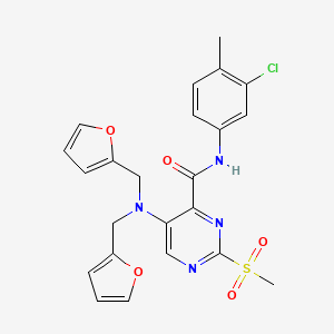 molecular formula C23H21ClN4O5S B14987469 5-[bis(furan-2-ylmethyl)amino]-N-(3-chloro-4-methylphenyl)-2-(methylsulfonyl)pyrimidine-4-carboxamide 