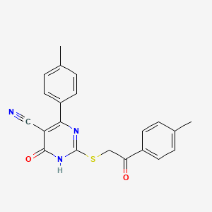 4-(4-Methylphenyl)-2-{[2-(4-methylphenyl)-2-oxoethyl]sulfanyl}-6-oxo-1,6-dihydropyrimidine-5-carbonitrile