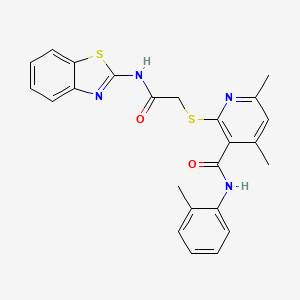 2-{[2-(1,3-benzothiazol-2-ylamino)-2-oxoethyl]sulfanyl}-4,6-dimethyl-N-(2-methylphenyl)pyridine-3-carboxamide