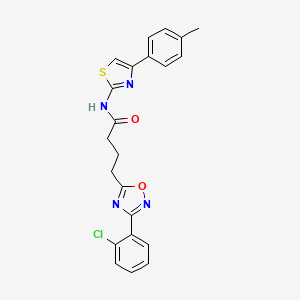 molecular formula C22H19ClN4O2S B14987548 4-[3-(2-chlorophenyl)-1,2,4-oxadiazol-5-yl]-N-[4-(4-methylphenyl)-1,3-thiazol-2-yl]butanamide 