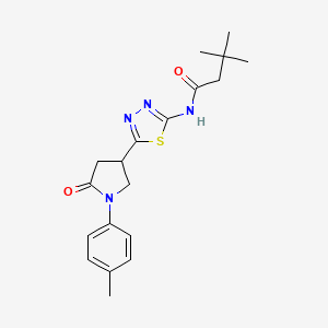 3,3-dimethyl-N-{5-[1-(4-methylphenyl)-5-oxopyrrolidin-3-yl]-1,3,4-thiadiazol-2-yl}butanamide