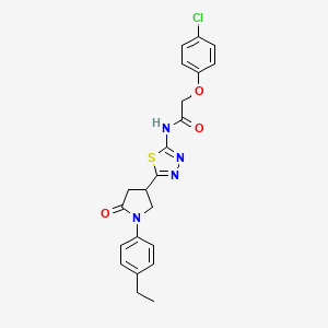 2-(4-chlorophenoxy)-N-{5-[1-(4-ethylphenyl)-5-oxopyrrolidin-3-yl]-1,3,4-thiadiazol-2-yl}acetamide