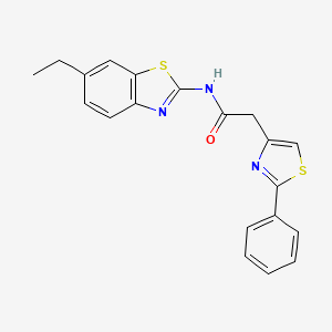 molecular formula C20H17N3OS2 B14987580 N-(6-ethyl-1,3-benzothiazol-2-yl)-2-(2-phenyl-1,3-thiazol-4-yl)acetamide 