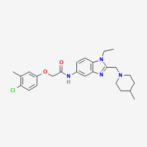 2-(4-chloro-3-methylphenoxy)-N-{1-ethyl-2-[(4-methylpiperidin-1-yl)methyl]-1H-benzimidazol-5-yl}acetamide