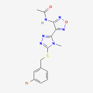 molecular formula C14H13BrN6O2S B14987610 N-(4-{5-[(3-bromobenzyl)sulfanyl]-4-methyl-4H-1,2,4-triazol-3-yl}-1,2,5-oxadiazol-3-yl)acetamide 