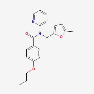 molecular formula C21H22N2O3 B14987616 N-[(5-methylfuran-2-yl)methyl]-4-propoxy-N-(pyridin-2-yl)benzamide 