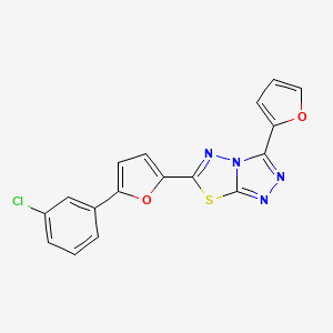 molecular formula C17H9ClN4O2S B14987639 6-[5-(3-Chlorophenyl)furan-2-yl]-3-(furan-2-yl)-[1,2,4]triazolo[3,4-b][1,3,4]thiadiazole 