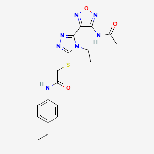 molecular formula C18H21N7O3S B14987665 2-({5-[4-(acetylamino)-1,2,5-oxadiazol-3-yl]-4-ethyl-4H-1,2,4-triazol-3-yl}sulfanyl)-N-(4-ethylphenyl)acetamide 