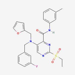 molecular formula C26H25FN4O4S B14987670 2-(ethylsulfonyl)-5-[(3-fluorobenzyl)(furan-2-ylmethyl)amino]-N-(3-methylphenyl)pyrimidine-4-carboxamide 