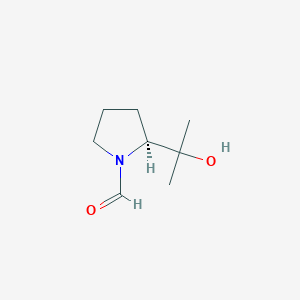 molecular formula C8H15NO2 B149877 1-Pyrrolidinecarboxaldehyde, 2-(1-hydroxy-1-methylethyl)-, (S)-(9CI) CAS No. 129149-57-1