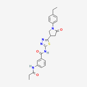 molecular formula C24H25N5O3S B14987705 N-{5-[1-(4-ethylphenyl)-5-oxopyrrolidin-3-yl]-1,3,4-thiadiazol-2-yl}-3-(propanoylamino)benzamide 