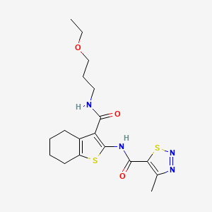 molecular formula C18H24N4O3S2 B14987780 N-{3-[(3-ethoxypropyl)carbamoyl]-4,5,6,7-tetrahydro-1-benzothiophen-2-yl}-4-methyl-1,2,3-thiadiazole-5-carboxamide 