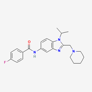 4-fluoro-N-[2-(piperidin-1-ylmethyl)-1-(propan-2-yl)-1H-benzimidazol-5-yl]benzamide