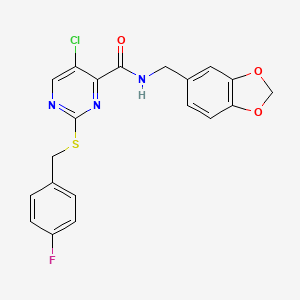 N-(1,3-benzodioxol-5-ylmethyl)-5-chloro-2-[(4-fluorobenzyl)sulfanyl]pyrimidine-4-carboxamide