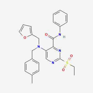 2-(ethylsulfonyl)-5-[(furan-2-ylmethyl)(4-methylbenzyl)amino]-N-phenylpyrimidine-4-carboxamide