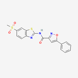 molecular formula C18H13N3O4S2 B14987862 N-[6-(methylsulfonyl)-1,3-benzothiazol-2-yl]-5-phenyl-1,2-oxazole-3-carboxamide 