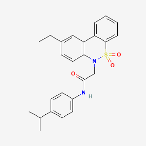 molecular formula C25H26N2O3S B14987898 2-(9-ethyl-5,5-dioxido-6H-dibenzo[c,e][1,2]thiazin-6-yl)-N-(4-isopropylphenyl)acetamide 