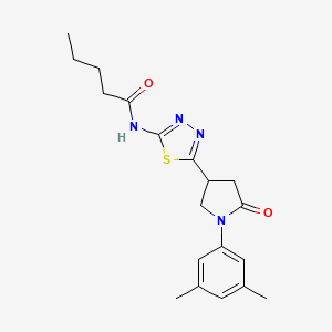 molecular formula C19H24N4O2S B14987904 N-{5-[1-(3,5-dimethylphenyl)-5-oxopyrrolidin-3-yl]-1,3,4-thiadiazol-2-yl}pentanamide 