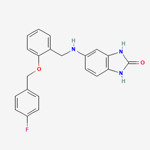 molecular formula C21H18FN3O2 B14987934 5-({2-[(4-fluorobenzyl)oxy]benzyl}amino)-1,3-dihydro-2H-benzimidazol-2-one 