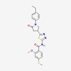 molecular formula C23H24N4O3S2 B14987950 N-{5-[1-(4-ethylphenyl)-5-oxopyrrolidin-3-yl]-1,3,4-thiadiazol-2-yl}-2-methoxy-4-(methylsulfanyl)benzamide 