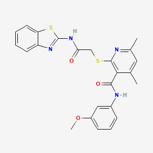 molecular formula C24H22N4O3S2 B14987979 2-{[2-(1,3-benzothiazol-2-ylamino)-2-oxoethyl]sulfanyl}-N-(3-methoxyphenyl)-4,6-dimethylpyridine-3-carboxamide 