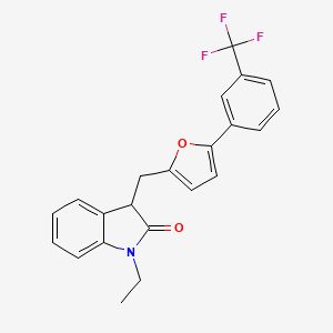 1-ethyl-3-({5-[3-(trifluoromethyl)phenyl]furan-2-yl}methyl)-1,3-dihydro-2H-indol-2-one