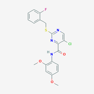 molecular formula C20H17ClFN3O3S B14988047 5-chloro-N-(2,4-dimethoxyphenyl)-2-[(2-fluorobenzyl)sulfanyl]pyrimidine-4-carboxamide 