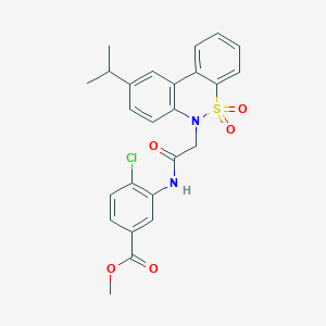 molecular formula C25H23ClN2O5S B14988084 methyl 4-chloro-3-{[(9-isopropyl-5,5-dioxido-6H-dibenzo[c,e][1,2]thiazin-6-yl)acetyl]amino}benzoate 