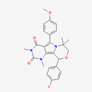 13-(4-fluorophenyl)-8-(4-methoxyphenyl)-3,5,10,10-tetramethyl-12-oxa-3,5,9-triazatricyclo[7.4.0.02,7]trideca-1,7-diene-4,6-dione