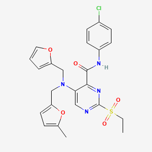 N-(4-chlorophenyl)-2-(ethylsulfonyl)-5-{(furan-2-ylmethyl)[(5-methylfuran-2-yl)methyl]amino}pyrimidine-4-carboxamide