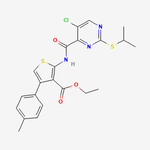 molecular formula C22H22ClN3O3S2 B14988179 Ethyl 2-({[5-chloro-2-(propan-2-ylsulfanyl)pyrimidin-4-yl]carbonyl}amino)-4-(4-methylphenyl)thiophene-3-carboxylate 