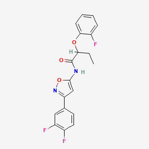 molecular formula C19H15F3N2O3 B14988242 N-[3-(3,4-difluorophenyl)-1,2-oxazol-5-yl]-2-(2-fluorophenoxy)butanamide 