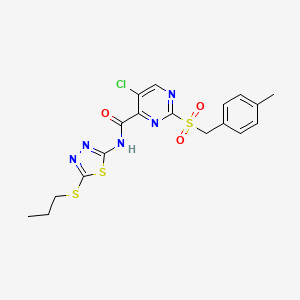 5-chloro-2-[(4-methylbenzyl)sulfonyl]-N-[5-(propylsulfanyl)-1,3,4-thiadiazol-2-yl]pyrimidine-4-carboxamide