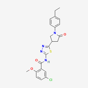 molecular formula C22H21ClN4O3S B14988397 5-chloro-N-{5-[1-(4-ethylphenyl)-5-oxopyrrolidin-3-yl]-1,3,4-thiadiazol-2-yl}-2-methoxybenzamide 