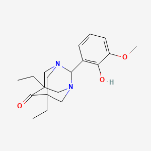 5,7-Diethyl-2-(2-hydroxy-3-methoxyphenyl)-1,3-diazatricyclo[3.3.1.1~3,7~]decan-6-one