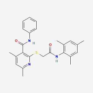 4,6-dimethyl-2-({2-oxo-2-[(2,4,6-trimethylphenyl)amino]ethyl}sulfanyl)-N-phenylpyridine-3-carboxamide