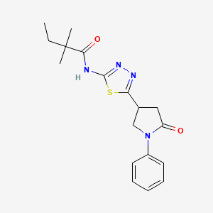 molecular formula C18H22N4O2S B14988438 2,2-dimethyl-N-[5-(5-oxo-1-phenylpyrrolidin-3-yl)-1,3,4-thiadiazol-2-yl]butanamide 