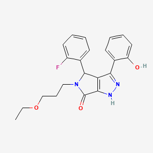 molecular formula C22H22FN3O3 B14988445 5-(3-ethoxypropyl)-4-(2-fluorophenyl)-3-(2-hydroxyphenyl)-4,5-dihydropyrrolo[3,4-c]pyrazol-6(1H)-one 